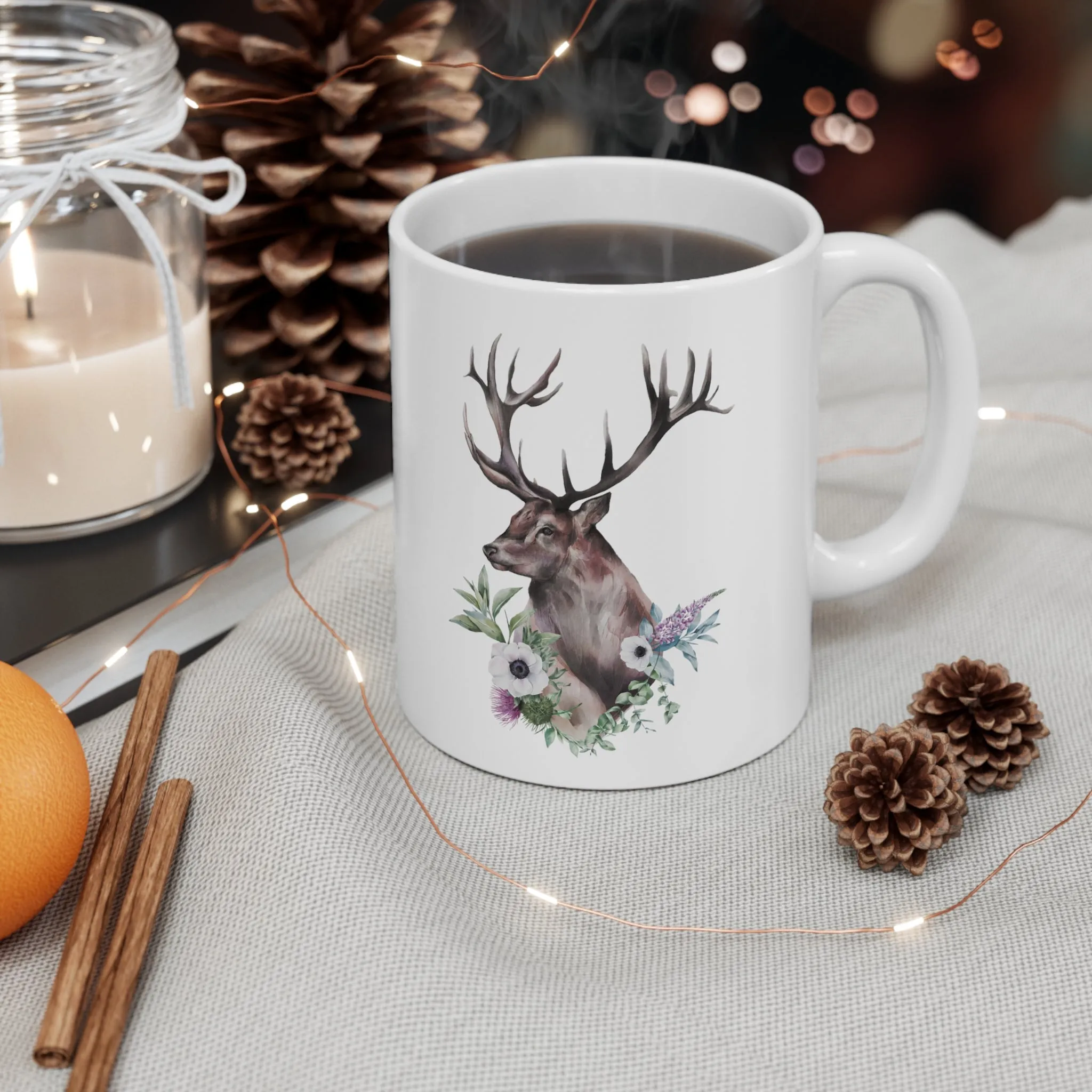 Personalised/Non Personalised Scottish Stag, Ceramic Mug 11oz