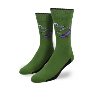 Skeleton Skater Knit Crew Socks