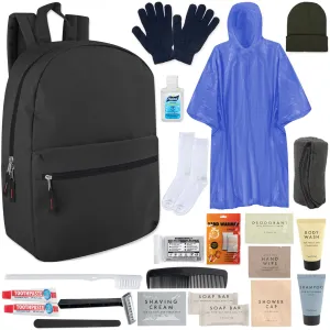 Warm Essential 24-piece Homeless Care Hygiene Kit with Backpack, Poncho, Socks