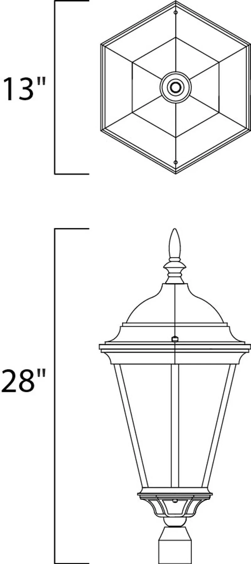 Westlake 28" 3 Light Outdoor Post Mount in Black