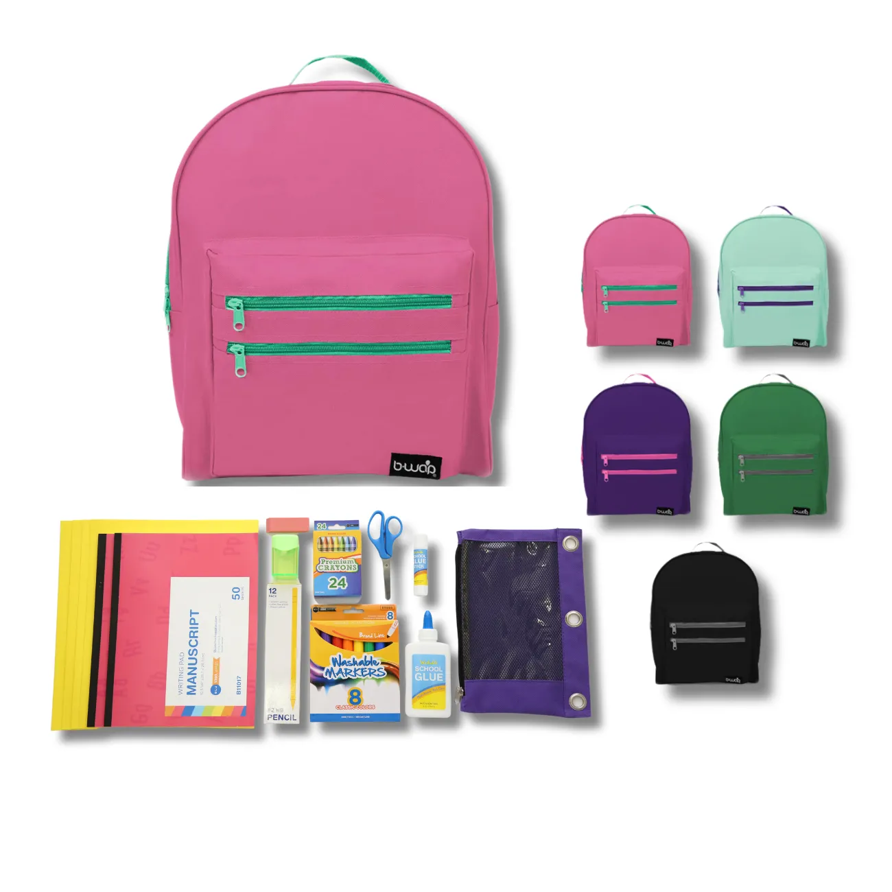 Wholesale PreK-Kindergarten Essential Kit (49 items per Kit) in 16" Asst. Classic Backpack