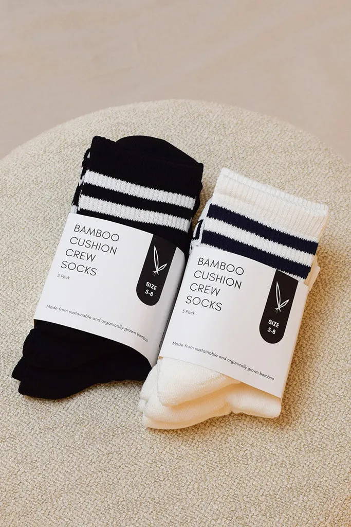 Women's Bamboo Cushion Crew Socks 3 Pack - White