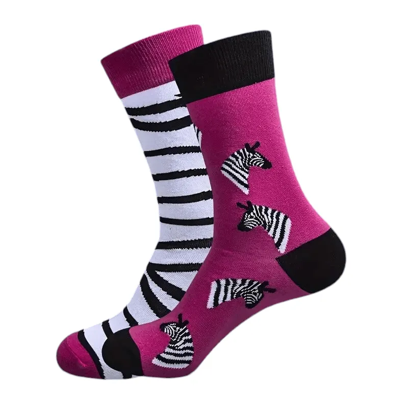 Women's Cotton Blend Zebra Print Odd Socks