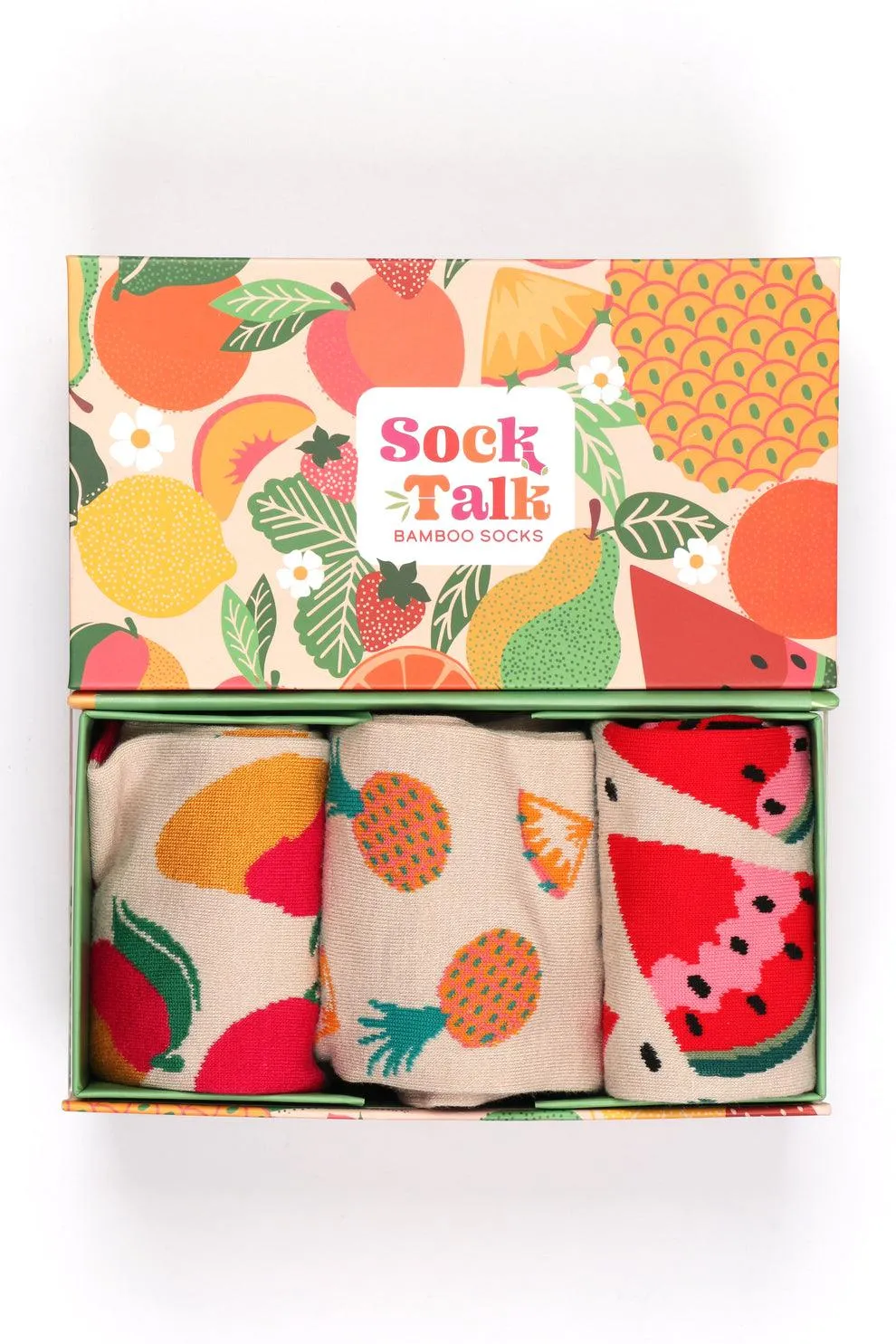 Women's Tropical Fruit Bamboo Socks Gift Set Box